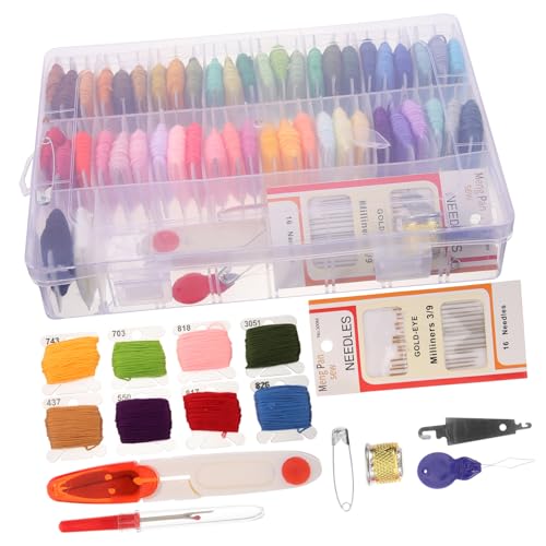 STOBOK 50 Stickanzug Kreuzstich-Werkzeugsatz Kreuzstich-Set Nähfäden für Stickereien Stickerei-Kits Daumen Fingerhut nähen embroidery craft kit Stickerei-Starter-Kit Stickset Hölzern von STOBOK