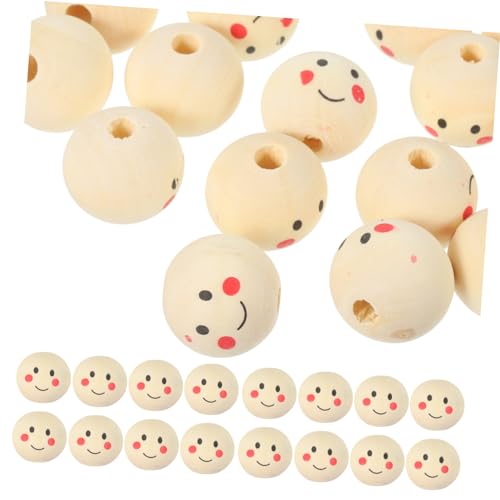 STOBOK 50 Stück Holzperlen lose Perlen halskette selber machen bastelzeug party decoration Holzschmuck smileful Kreis Bausatz Tonperlen Verschlüsse Tour Holzperlen basteln Naturholzperlen von STOBOK