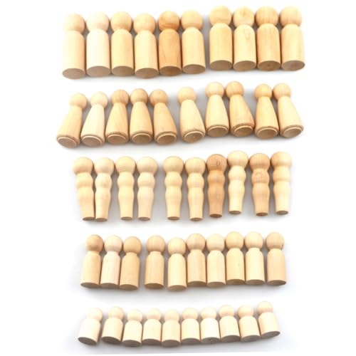 STOBOK 50 Stück Kinder DIY Holzpuppe Spielzeug für Kinder Nistpuppen Blanko-Peg-Puppen kinder dekor Peg-Puppenkörper Dolly Heringe Puppendekor aus Holz Holzpuppe bemalen Hölzern von STOBOK