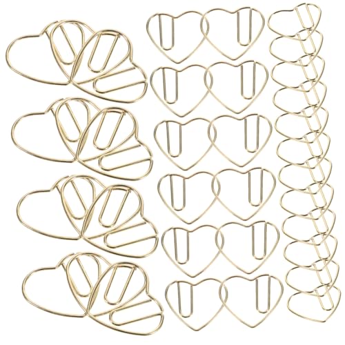 STOBOK 50 Stück Kleine Büroklammerverzierungen Clip Papierklammern Herzen Farbige Büroklammern Wiederverwendbare Büroklammern Drahtklammern Büroklammern Aus Draht Herzförmig Metall Golden von STOBOK