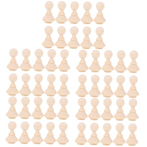 STOBOK 50 Stück Minifiguren Spielzeug Kinderspielzeug Puppenpflock bemalen Bastelspielzeug Mini-Dekor Holzpuppen Handgemachte Holzfiguren für Kinder DIY-Material Holzfigur zur Dekoration von STOBOK