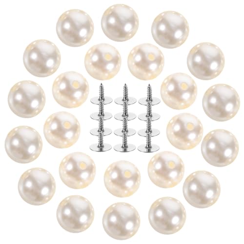 STOBOK 50 Stück Perlenknöpfe Perlen Druckknopf Set Perlendekorationen Perlen Zum Basteln Perlen Für Armbänder Perlen Armband Knopf Pin Maker Schmuck Set Zange Metall Beige von STOBOK