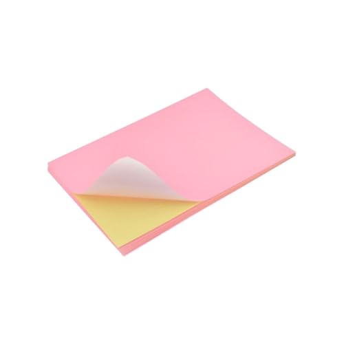 STOBOK 50 Stück Typenschild-aufkleber Buntes Etikettenpapier Farbiges Selbstklebendes Druckpapier Aufkleberdruckerpapier Farbiges Druckerpapier A4-etikettenpapier Rosa von STOBOK