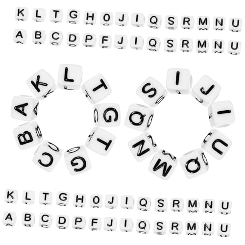 STOBOK 500 Stück Alphabet-perlen Rocailles Perlen-kits Anhänger Für Die Schmuckherstellung Quadratische Buchstabenperlen Buchstabenperlen-kit Reize Kette Schmuckherstellungszubehör Acryl von STOBOK