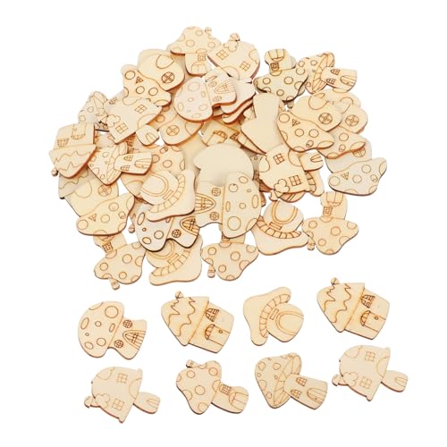 STOBOK 50Pcs Pilzholz Holzscheiben Holzausschnitte Malerei Holzscheiben Pilze Holzverzierung Unvollendete Holzausschnitte DIY Pilzscheibe Holz Für Handwerks Unfertiger Beige Pappelbrett von STOBOK