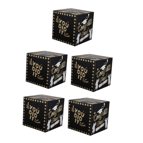 STOBOK 5Er-Box Abschluss-Wahlurne Abstimmungsbox Glückwunschkarten Halter Souvenir-Geldklammer Abschlusskappen-Quaste Abschluss-Blumenkästen Dekoration für die Abschlussfeier Papier Black von STOBOK