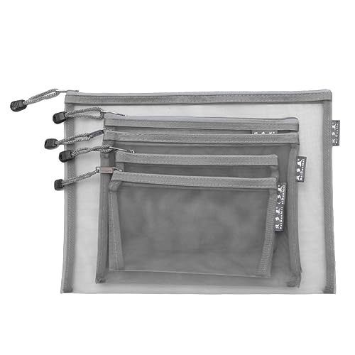 STOBOK 5St Dokumententasche aufbewahrungssack storage pockets storage bags mesh pouch netzbeutel make up bags rechenmäppchen kalemlik Tasche für Aktenordner Aktentasche aus Mesh Dark Grey von STOBOK