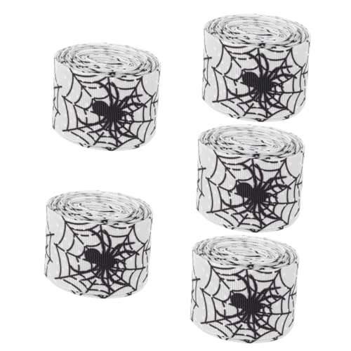 STOBOK 5St Halloween-Dekorationsband DIY-Bänder Spinnennetzband schleifenband halloween DIY Halloween ribbon Geschenkboxen für Bogenmaterial selber machen Halloween-Designband von STOBOK