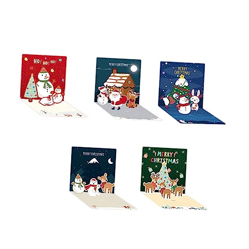 STOBOK 5er Set 3D Weihnachtsgrußkarten Mit Umschlägen Festliche Klappkarten Für Weihnachtsgrüße Dreidimensionale Designs Ideale Festtagskarten Zur Verschickung Von Glückwünschen von STOBOK