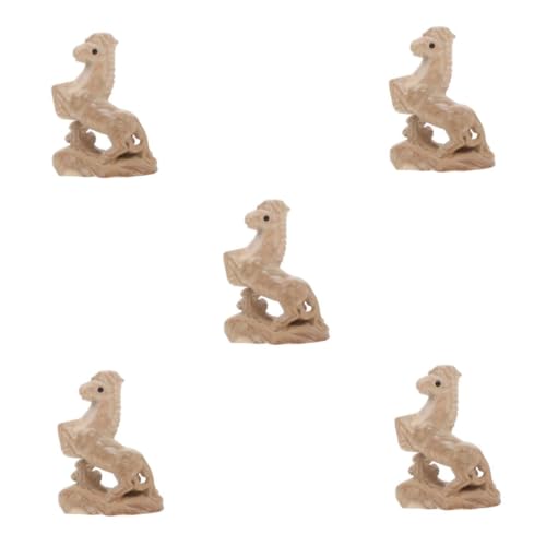 STOBOK 5st Pfirsichholzornamente Stehende Pferdestatue Büro-desktop-ornamente Pferdefigurenverzierungen Pferdespielzeugfiguren Tischdekoration Tierfigur Aus Holz Beige Mahagoni- von STOBOK