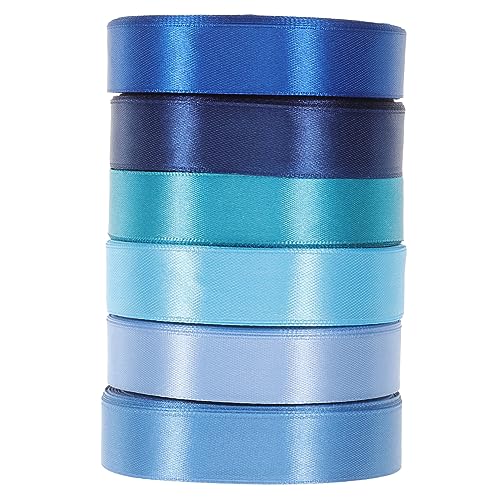 STOBOK 6 Rollen 25cm Band Gestaltetes Paketband Bastelband Für Den Täglichen Gebrauch Paketband Für Den Täglichen Gebrauch Praktisches Geschenkband Schönes Geschenkband Polyester Blue von STOBOK