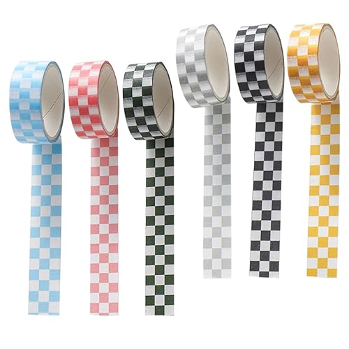 STOBOK 6 Rollen Bastelklebeband Geschenkverpackungsband Dekoratives Washi-tape Junk-journal-washi-aufkleber Dekoratives Washi Tape Diy-klebeband Notizbuch Schachbrett Japanisches Papier von STOBOK