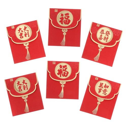 STOBOK 6 Stk Kleine Nylonbürste rote farbe rote umschläge Festliche Umschläge Hochzeitsrotumschläge Hochzeit Geldumschlag roter umschlag des neuen jahres Rote Geldtasche Hongbao Papier von STOBOK