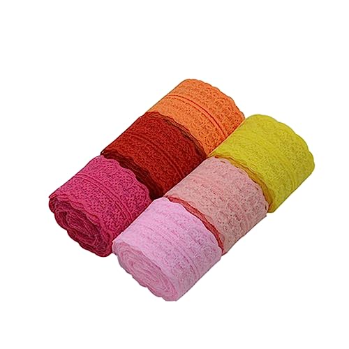 STOBOK 6 Vintage Spitzenband breites Spitzenband Zierleiste gehäkeltes Spitzenband rosa Spitzenband Schleife Spitze Blumenband Kleidung Spitzenbesatzband mit Blumenmuster Reis Wort Stoff von STOBOK