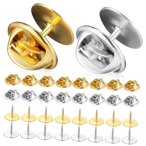 STOBOK 60 Sets DIY Schmucknadel Set Schmetterlingshut + Flache Nadel 60 Sets 30 Sets Gold + 30 Sets Silber Kit Ohrring Unterlage Knöpfe Niedliche Pins Emaille Pin Abzeichen von STOBOK