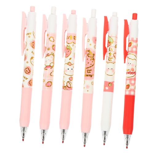 STOBOK 6st Gel Stift Schwarze Löschbare Stifte Schreibwaren Weißer Markierungsstift Schnell Trocknender Tintenstift Gravierter Stift Stifte Mit Radiergummi Punkt Rosa Stift Colorful Abs von STOBOK