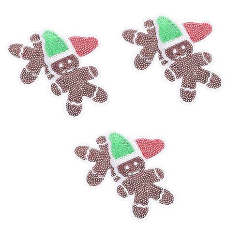 STOBOK 6st Pailletten-aufkleber Weihnachtsapplikationen Lebkuchenflecken Feiertagsapplikationen Urlaubsaufnäher Für Stoff Gestickte Weihnachtsaufnäher Taschen Patches Haustier von STOBOK