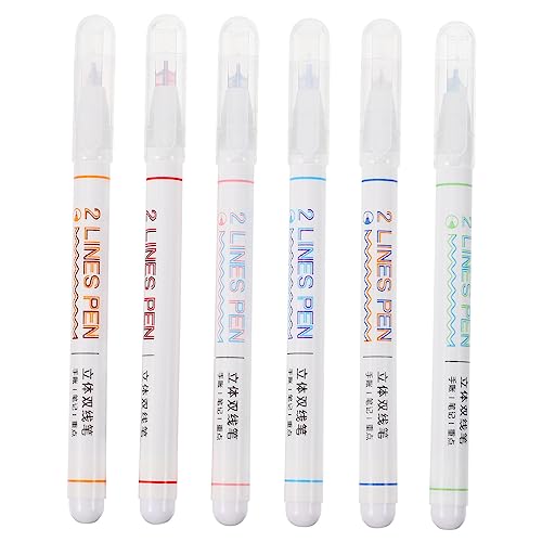 STOBOK 6st Zweizeiliger Stift Farbiger Filzstift Zeichenstift Fluoreszierender Stift Glitzertintenstift Selbstkonturierender Markierungsstift Schreibwaren Stift Colorful Plastik von STOBOK