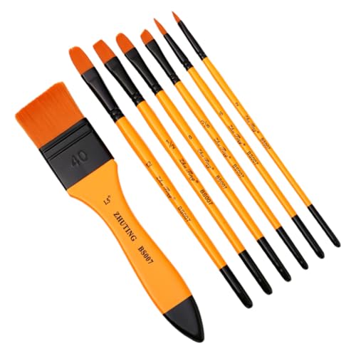 STOBOK 7St Pigmentmischung flüssig Pigmente malen Markierungen metallisch Wieder auffüllbar Lüfter ölpinsel Pinsel für ölfarben brushmarker Pinsel-Kit Ölgemälde Pinsel Nylon Orange von STOBOK