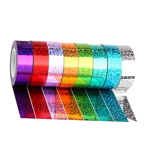 STOBOK 8 Rollen Holographisches Abdeckband Reflexstreifen Zur Vogelabwehr Regenbogen Washi Tape Klebeband-scrapbooking Erinnerungen Washi Tape Washi Masking Tape Mehrfarbig Stoffgürtel von STOBOK