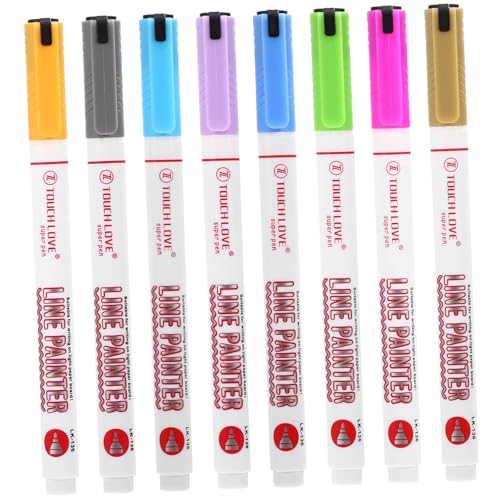 STOBOK 8 Stk zweizeiliger Umrissstift löschbarer Stift Farbstift ästhetische Highlighter Textmarker-Stick Glitzer-Textmarker basteln bastelset Scrapbook-Marker grußkartenmarker Plastik von STOBOK