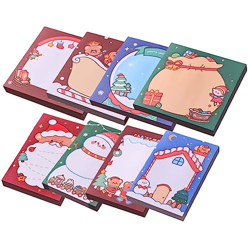 STOBOK 8St weihnachtliche Haftnotizen kompakter Memo-Sticker kleiner Memo-Sticker -hoch Gel bürogadges weihnachtsnotizblock Notizblock für die Schule kompakter Hinweisaufkleber Papier von STOBOK