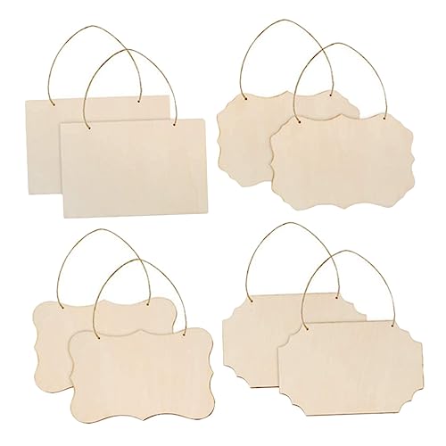 STOBOK 8st Holzschild Tablett Dekor Bauernhausschilder Selber Machen Hängendes Leeres Schild Diy-banner Unvollendetes Schild Tür Unfertiges Hängendes Schild Hochzeit Zeichen Beige Hölzern von STOBOK