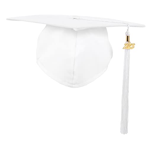 STOBOK Abschlusskappe 2023 Doktorhut Abschlussfeier schmückt Grad Master-Kappe Hüte für Männer graduation cap abschlussgeschenk Gastgeschenke Abschluss liefert Polyester Weiß von STOBOK