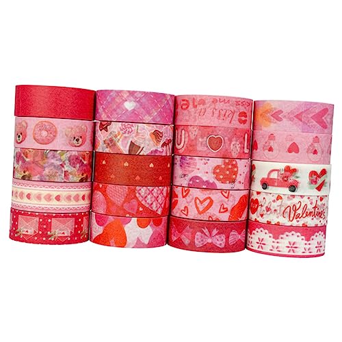 STOBOK Breites Klebeband Druck Set für Scrapbooking 20 Rollen Dekobänder Valentinstag Stickerpapier Selbstklebendes Bastelband von STOBOK