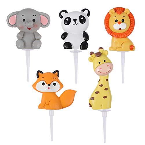 STOBOK Dschungel Tier Cupcake Topper Zoo Tiere Kuchen Topper für Kinder Geburtstag Baby Dusche Tier Thema Kuchen Dekorationen 5 Stück von STOBOK