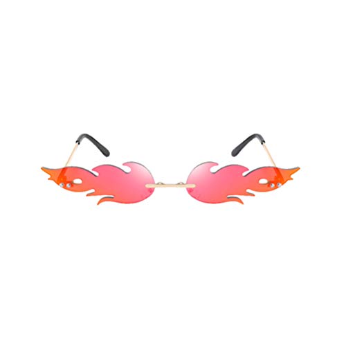 STOBOK Flamme Sonnenbrille Neuheit Partybrille Damen Herren Mode Rahmenlos Unisex Brille Rot Lens Punk Maskerade Summer Party Musikfestival Kostüme Schmuck Zubehör von STOBOK