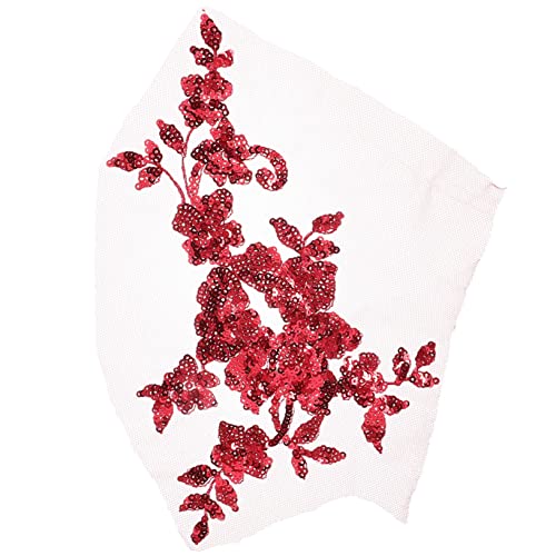 STOBOK Gestickter Spitzenaufnäher pailletten sequin stickerpappier embroidery stoffblüten Blumenstickerei gestickte Borte gestickte Aufnäher Blumenbeet Blumenflecken aufbügeln Polyester von STOBOK