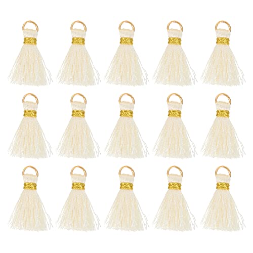 30Pcs Mini Quaste Tiny Kurze Quasten Groß mit Goldenen Jump Ring für Frau Ohrringe Schmuck Machen DIY Projekte Beige Mini Quasten Basteln Mini Quasten Basteln von STOBOK