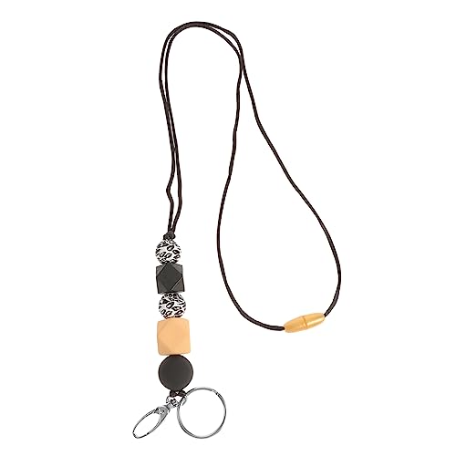 STOBOK Holzperlen-abzeichen-halskette Schmuck Lanyards Rollabzeichen Mit Perlen Schlüsselband Für Damenabzeichen Perlen Lanyards Perlenkette Böhmische Lanyards Abzeichen-clip Gummiperlen von STOBOK