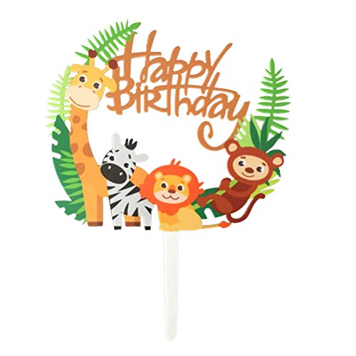 STOBOK Kuchen Topper Glitter Tier Löwe AFFE Giraffe Zebra Form Kuchendeckel Kuchendekoration Baby Duschen Geburtstag Hochzeit Party Zubehör (Bunt) von STOBOK