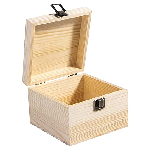 STOBOK Malmaterial Holzbox für Holzbox mit Schublade Holzbox mit Fächern DIY Holzbox Mini-Schatztruhe für Kinder schmuckkästchen unbemalte Holzkisten Schmuck-Organizer Metall von STOBOK