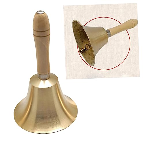 STOBOK Partyhandglocke Hotelservice-Handglocken lauter Klingelalarm weihnachtsessen glocke glockenspiel weihnachten holzstiel Weihnachtshandglocke Weihnachtsdekoration Hölzern Golden von STOBOK