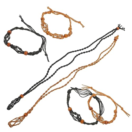 STOBOK Retro Woven Rope Hanging Necklace Pendant Set Mit Naturstein Halter 6 Teiliges Set Und Inklusive Einstellbarem Netz Für Halsketten Und Armbänder Handgefertigte von STOBOK