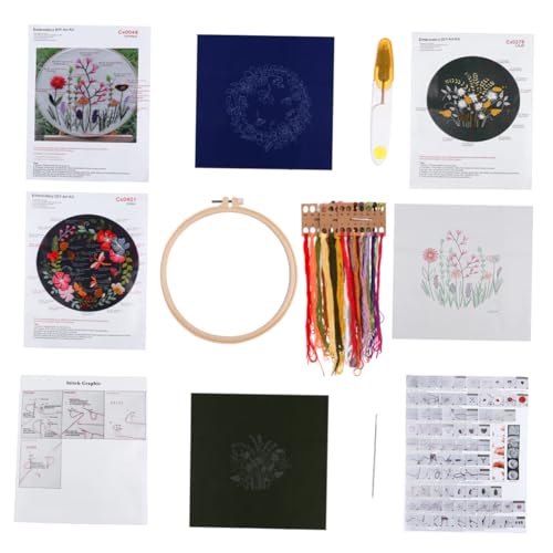 STOBOK Satz Stickerei-Kit embroidery kit embroidery set Stickpackungen selber machen gestempeltes Stickset Stickwerkzeug-Set Stickwerkzeuge für Anfänger Kreuzstichzubehör Plastik von STOBOK