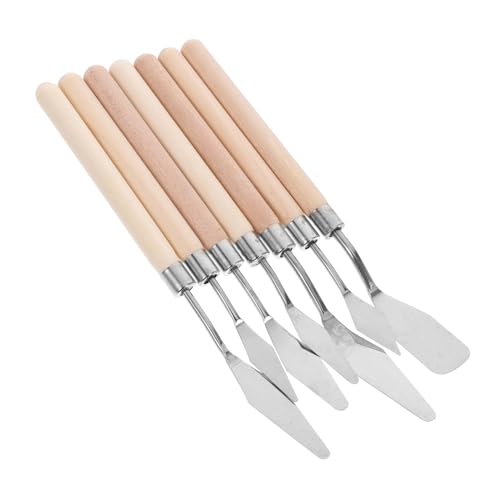 STOBOK Set 7-Tlg Kunstschaber künstlerpinsel ölmalerei Malmesser-Set Farbpalette Messer spachtel Palettenmesser Keile Ölpinsel Farbmischschaber Ölfarbenschaber Rostfreier Stahl Beige von STOBOK