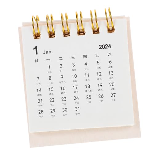 STOBOK Tischkalender 2024 Hausdekoration Taschenkalender Sidekick-Notizblock Heimbüro bürotisch zubehör office desk accessories Desktop-Kalender 2024 Tragbare Tischkalender Papier Weiß von STOBOK