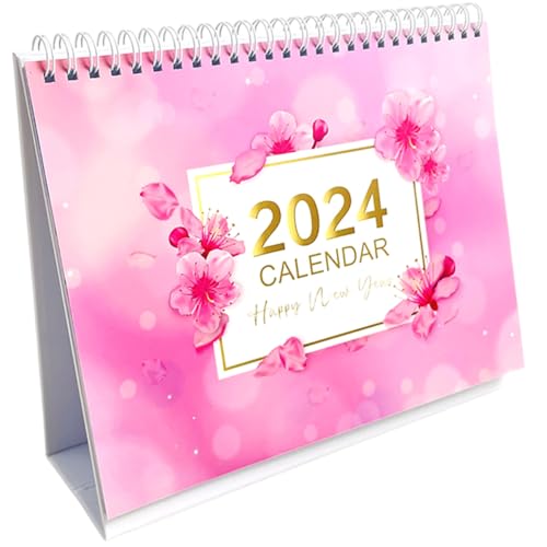 STOBOK Tischkalender 2024 Kleiner Monatlicher Tischkalender Tisch Staffeleien Kalenderregisterkarten Tischkalenderschutz 2024 Neujahrskalender Posterkalender Jahreszeit Büro Rosa Papier von STOBOK