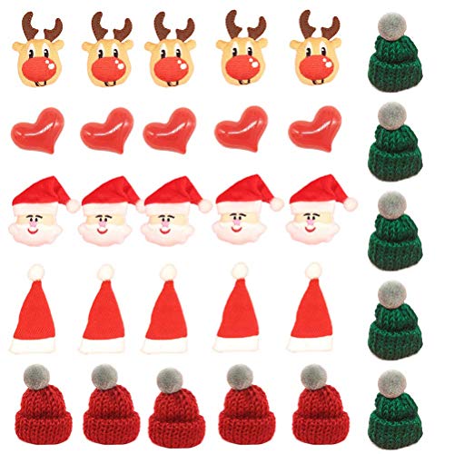 STOBOK Weihnachten DIY Zubehör Tuch Plüsch Patch Sticker Bügeln Weihnachten Schmuck Material 30 Stück von STOBOK