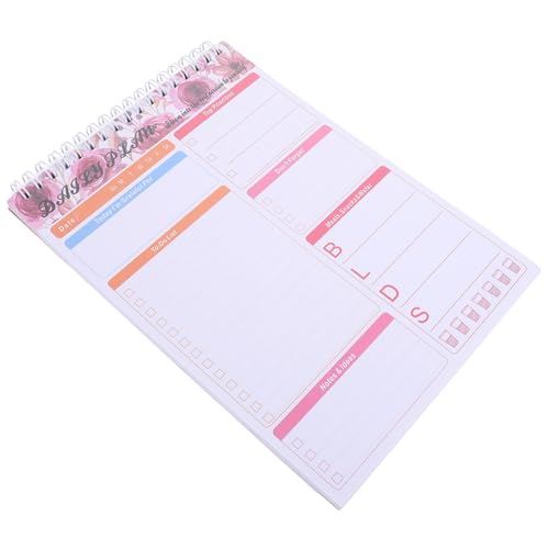 STOBOK daily planer tagesplan notizhefte Schreibtischplaner Kalender-Notizbuch Täglicher Planungsnotizblock für Notizen Täglicher Notizblock für den Schreibtisch Aluminiumlegierung Rosa von STOBOK