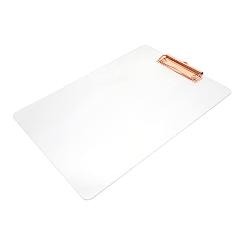 STOBOK transparenter Ordner schreibtafel buchstabentafel notepad write board Schreibbrett Zwischenablage roségoldenes Klemmbrett Acryl-Klemmbretter Acryl-Datei-Klemmbrett Eisen Rose Gold von STOBOK