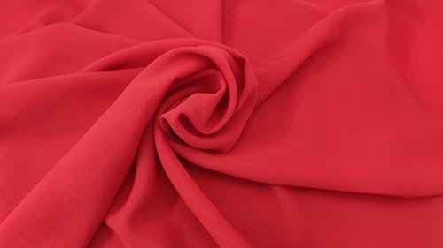 Stoff-Kollektion - Chiffon Stoff Meterware aus Polyester - Feinfaseriger Chiffonstoff, leuchtende Farben & 150cm breit – Ideal zum Nähen, für Bekleidung, als Dekostoff etc. - Rot von Stoff-Kollektion