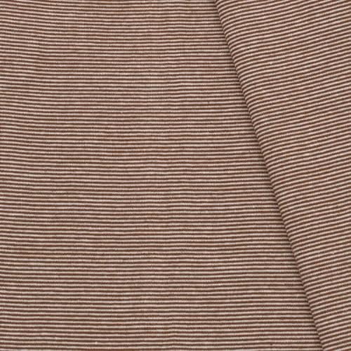 STOFFKONTOR Baumwoll Bündchenstoff Stoff Ringel Mini glatt - Schlauchware - Meterware, Farbe Braun-Weiss - Öko-Tex Standard 100 - zum Nähen von Sweatshirts, Kleidern, uvm. von STOFF KONTOR