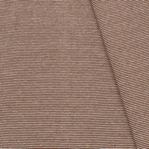 STOFFKONTOR Baumwoll Bündchenstoff Stoff Ringel Mini glatt - Schlauchware - Meterware, Farbe Braun-Weiss - Öko-Tex Standard 100 - zum Nähen von Sweatshirts, Kleidern, uvm. von STOFF KONTOR