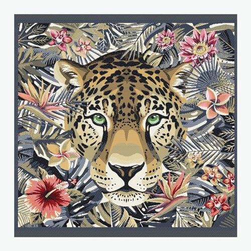 Stoff am Stück Stoff Kissen Panel Polyester Baumwolle Gobelin marine Tiger Dschungel 50 x 50 cm von STOFFAMSTÜCK