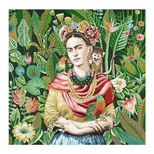 Stoff am Stück Stoff Kissen Panel Polyester Baumwolle Gobelin grün Carmen Dschungel 50 x 50 cm von STOFFAMSTÜCK